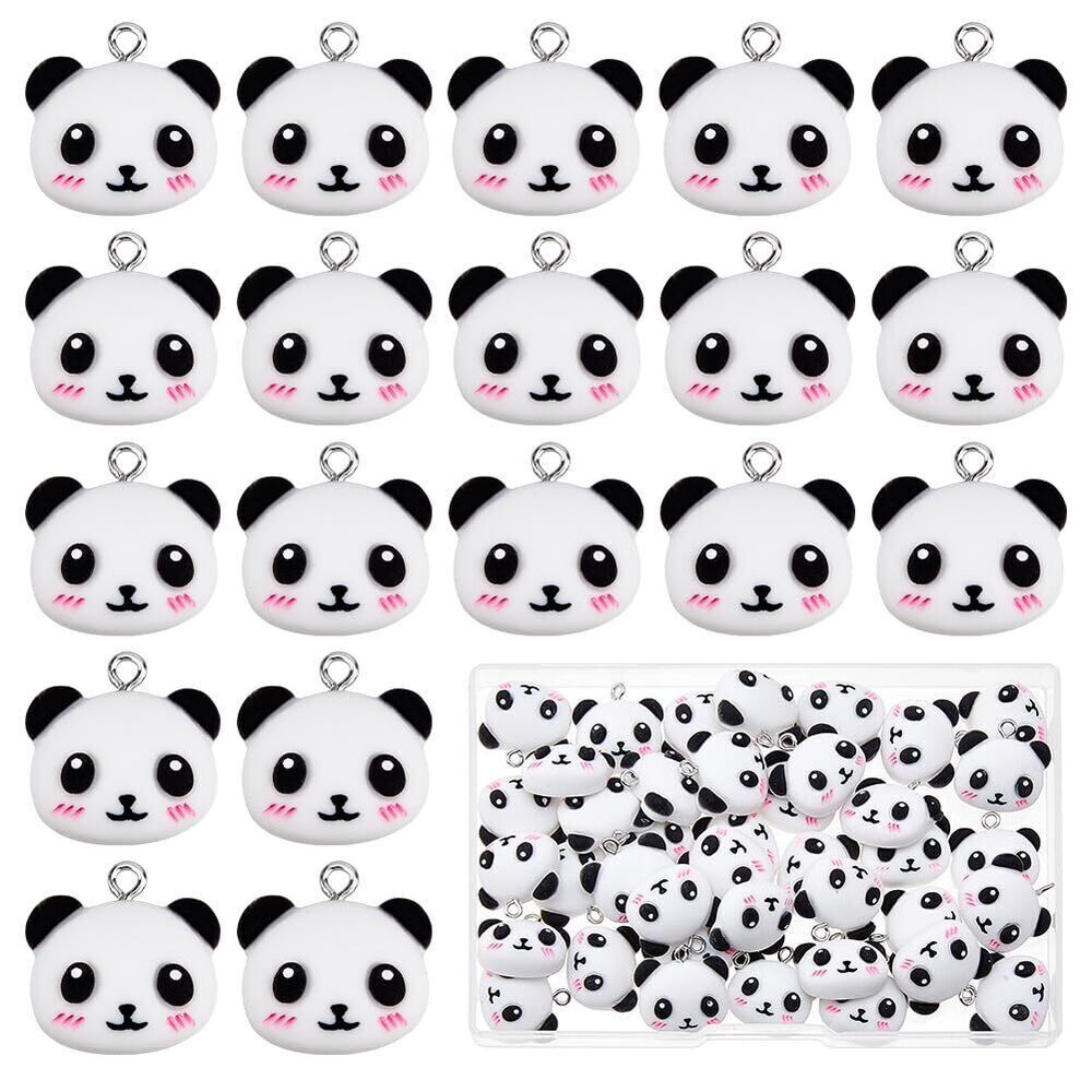 5990 40Pcs Resin Panda Charms Cartoon Panda Charms 3D Cute Animal Charm